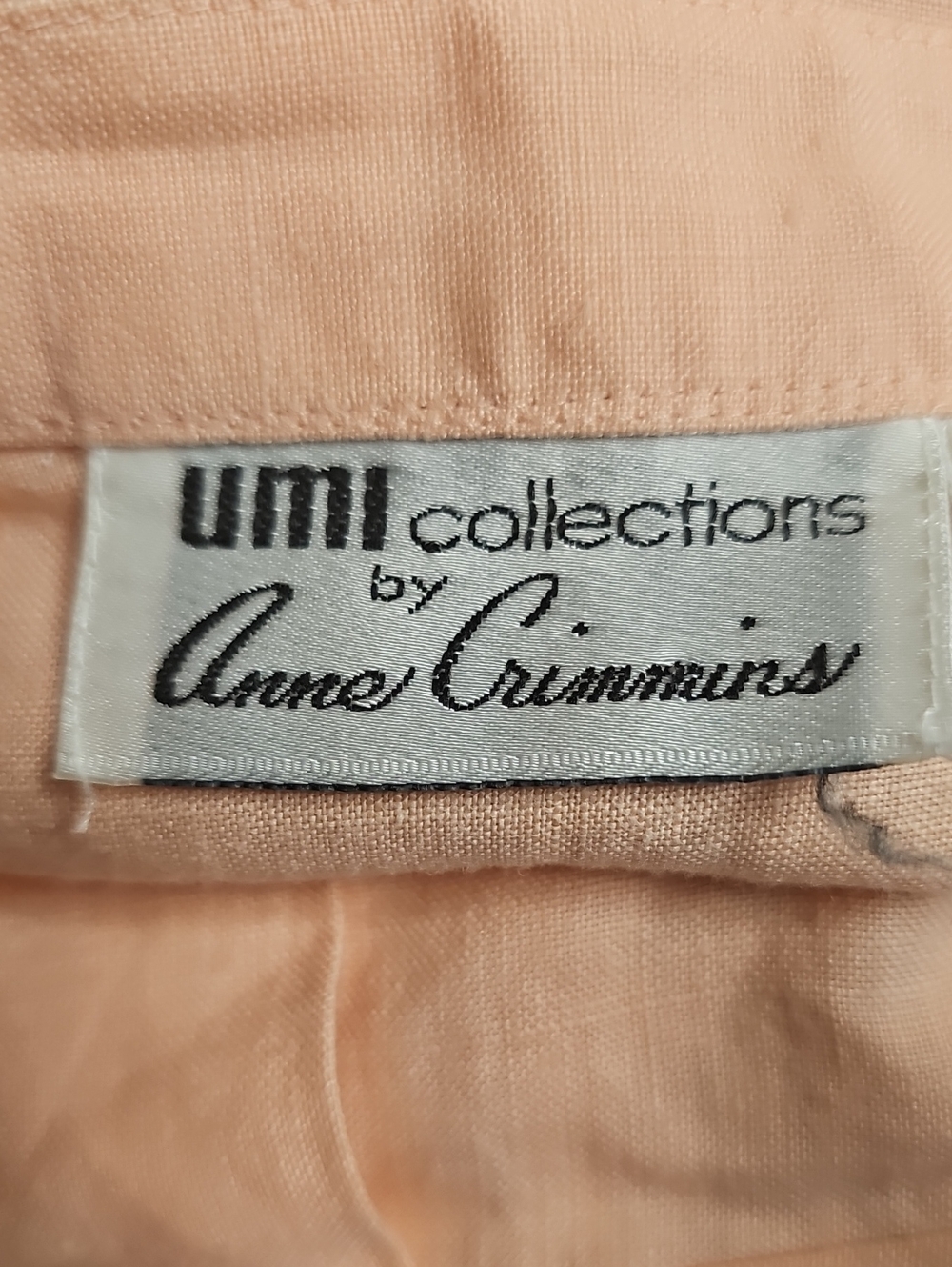 Vintage Anne Crimmins Pleated Midi Skirt with Lace Panel - Peach 100% Linen - Picture 8 of 8